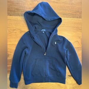 Polo Ralph Lauren Boys Navy Full Zip Hoodie Size 7 Pony Logo Sweatshirt